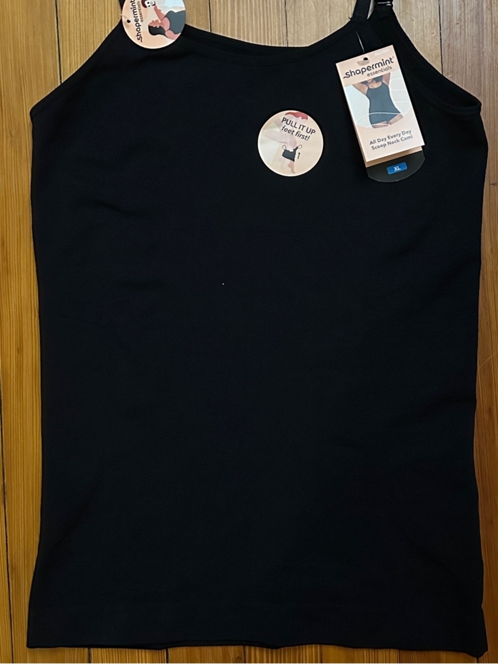 Shapermint All Day Every Day Scoop Neck Cami with Adjustable Straps- Black XL